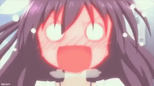 anime girl blushing hard...